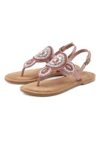 Lascana , Kinder,Damen,Jugendliche , Zehentrenner Sandale, Pantolette in Glitzer-Optik und softer Lederinnensohle , rosa , Sandale mit aufwendiger...