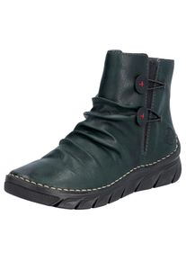 Rieker, Unisex, Stiefelette , Winterboots, Keilsohle, Innenreissverschluss und slouchy Schaft, dunkelgr&uuml;n, 36, Modische Faltenoptik - seitlicher 