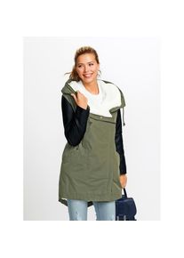 Inspirationen, Unisex, Parka mit Kapuze, khaki, schwarz, 52, &Auml;rmel aus Lederimitat
