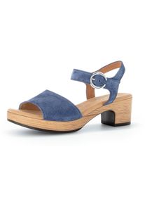 Gabor , Sandalette »KRETA«, Blockabsatz, Sommerschuh, Riemchensandale mit Glitterdruck, Weite G , blau , Sandalette mit Klettverschluss unter der...
