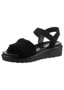 Ara , Plateausandaletten »BILBAO« , Sommerschuh, Sandale, Plateauabsatz, mit Klettverschluss, G-Weite , schwarz , Sandalette mit gerüschter Bandage