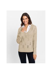 Inspirationen , Strickpullover »Pullover« , beige , mit 50% Baumwolle