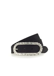 Tamaris, Unisex, Lederg&uuml;rtel femininer Look, Schliesse mit Glitzersteinen besetzt, schwarz, 80, Der Velour-Unisexg&uuml;rtel besticht durch seine ovale 