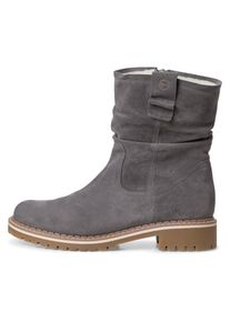Tamaris , Winterstiefelette, Blockabsatz, Winterboots, Stiefelette mit Duo Tex-Ausstattung , grau , Winterboots mit Raffungen am slouchy Schaft