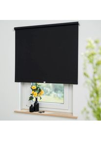 Springrollo »Uni« verdunkelnd mit Bohren freihängend Rollowelle 36 mm, starke Feder , schwarz , Liedeco , Obermaterial: 95% Polyester, 4% Metall,...