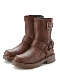 Lascana , Bikerboots, mit trendigen Zierschnallen, Stiefel, Stiefelette , braun , Stiefel im angesagten Biker-Look