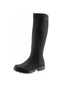 Rieker , Winterstiefel , Langschaftstiefel, Winterstiefel im klassischen Look, TEX-Membran , schwarz , Winterstiefel mit breitem Stretcheinsatz hinten