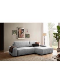 Inosign Ecksofa »TORGE (264cm), Schlafsofa in Cord, Samtvelours o Struktur fein, L-Form« Schlaffunktion, Bettkasten, Liegefläche: 125/210 cm , silberfarben...