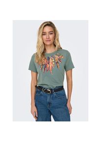 Only , Damen , Rundhalsshirt &raquo;ONLLUCY REG S/S TOP JRS NOOS&laquo; unterschiedlich bedruckt , gr&uuml;n , Bedrucktes Design: macht jedes Outfit zum Hingucker