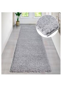 Läufer »Viva« rechteckig 45 mm Höhe Läufer, Brücke, Uni-Farben, einfarbig, besonders weich und kuschelig , grau , my home , Obermaterial: 100%...