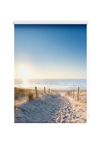 Seitenzugrollo »Klemmfix Motiv Ostseestrand« Lichtschutz ohne Bohren freihängend bedruckt , blau , LICHTBLICK ORIGINAL , Obermaterial: 100% Polyester