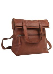 wouwou , Cityrucksack echt Leder , braun , Höhe 35 cm x Breite 33 cm x Tiefe 11 cm