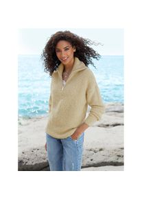 Heine , Strickpullover »Troyer-Pullover« , beige , gerade Schnittführung