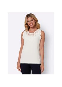 Classic Basics , Sporttop , beige , mit Spitzenbesatz