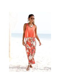 s.Oliver, Unisex, s.Oliver Maxikleid im Lagen-Look mit Blumenprint, Sommerkleid, Strandkleid, koralle, bedruckt, 36, N-Gr, Breite Tr&auml;ger