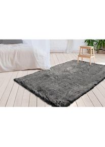 Hochflor-Teppich »Aysu« rechteckig 52 mm Höhe einfarbiger Teppich, besonders weich und kuschelig , grau , my home , Obermaterial: 85% Polyacryl,...