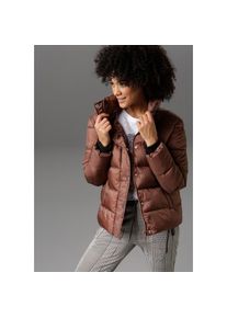 Aniston CASUAL , Steppjacke im trendigen Two-tone-Dessin , braun , Wattierte Damenjacke mit Stehkragen