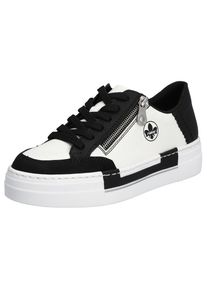 Rieker , Plateausneaker mit seitlichem Reissverschluss, Freizeitschuh, Halbschuh, Schnürschuh , schwarz-weiss , In angesagter schwarz-weiss-Optik