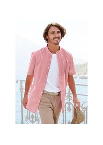 H.I.S. H.I.S, Herren, Kurzarmhemd Regular Fit, Stehkragenhemd mit Brusttasche, reine Baumwolle, koralle, XXL (45/46), N-Gr, Stehkragen Hemd von H.I.S