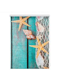 Seitenzugrollo »Klemmfix Motiv Bretter Beach« Lichtschutz ohne Bohren freihängend bedruckt , blau , LICHTBLICK ORIGINAL , Obermaterial: 100% Polyester