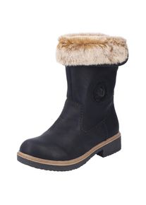 Rieker , Winterstiefelette, Winterboots, Warmfutter, Blockabsatz, mit Innenreissverschluss , schwarz , Stiefelette mit umschlagbarem Fellimitat-Kragen