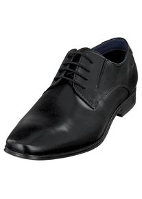 Bugatti , Schnürschuh, Blockabsatz, Abendschuh, Festtagsschuh mit Logoprägung an der Ferse , schwarz , Eleganter Anzug-Schuh in modischer Karreeform