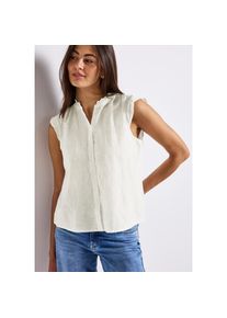 Street One , Damen , Hemdbluse &auml;rmellos, mit R&uuml;schen , weiss , Leinenmix-Bluse mit R&uuml;schen von Street One