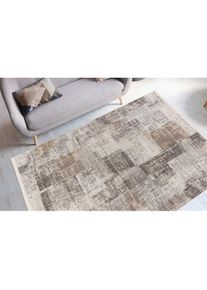 Calo-deluxe, Calo-deluxe Teppich &raquo;Miran 725&laquo; rechteckig 12 mm H&ouml;he Vintage Design, mit Fransen, Wohnzimmer, silberfarben, grau, Kunstfaser, 12 mm