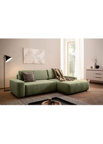 Ecksofa »TORGE (264cm), Schlafsofa in Cord, Samtvelours o Struktur fein, L-Form« Schlaffunktion, Bettkasten, Liegefläche: 125/210 cm , grün , Inosign