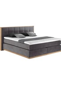 Boxspringbett Vinton, aus massiver Eiche, verschiedene Härtegrade , grau , Places of Style