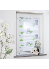 Liedeco, Plissee &raquo;Hanni & Luc&laquo; Lichtschutz ohne Bohren verspannt Klemmfix, Kinderzimmermotiv, gr&uuml;n, grau, wei&szlig;, wei&szlig;, Obermaterial: 95% Polyester, 5% 