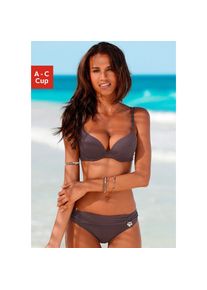 s.Oliver, Unisex, s.Oliver Push-Up-Bikini mit Zierring an der Hose, braun, 38, Cup B, Mit silbernen Accessoires an der Hose