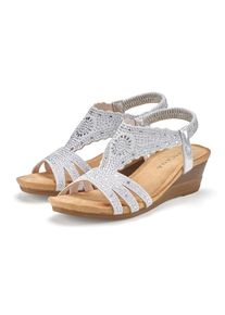 Lascana , Sandalette »Sommerschuh« Sandale, Sommerschuh mit Glitzerdetails und elastischem Riemchen , silberfarben , Sandale mit modischen...