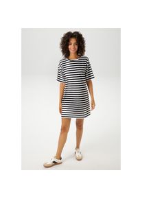 Aniston CASUAL , Sommerkleid im Streifen-Dessin , schwarz-weiss , Kleid aus elastischer Single-Jersey-Qualität