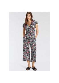 Tamaris , Damen , Culotte-Overall mit Bindeg&uuml;rtel , schwarz , Jumpsuit in Wickeloptik von Tamaris