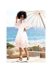 Heine, Unisex, Heine Druckkleid &raquo;Druck-Kleid&laquo;, ecru, orange, bedruckt, 48, Normalgr&ouml;ssen, gewebte Qualit&auml;t