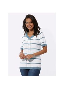 Casual Looks , Kurzarmpullover »Kurzarm-Pullover« , blau , mit 50% Baumwolle