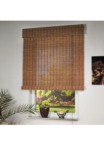 Seitenzugrollo leicht perforiert mit Bohren , braun , Liedeco , Obermaterial: 100% Holz