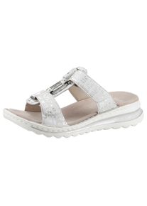 Ara , Pantolette »TAMPA« , Keilabsatz, Sommerschuh, Schlappen mit Schmuckelement, G-Weite , weiss , Pantolette mit Lettern bedruckt, G-Weite (= weit)