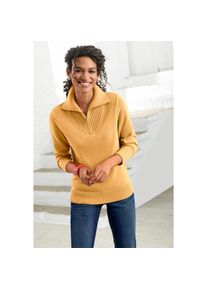 Casual Looks , Troyer »Pullover« , gelb , Sorgfältig passgenau gestrickter Pullover