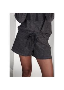 LASCANA , Shorts Lounge-/ Strickshorts meliert mit Bindeband, Loungewear , grau , Kurze Rippshorts