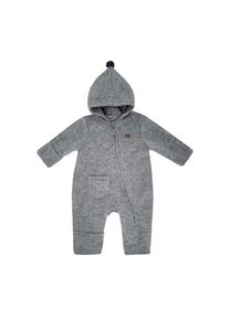 MaxiMo , Fleeceoverall mit Zipfelkapuze mit Pompon und Reissverschluss , grau , Wollfleece-Anzug mit lieblicher Zipfelkapuze mit Pompon und...