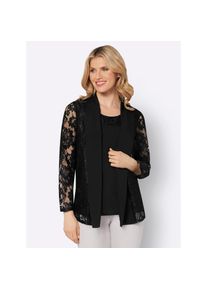Classic Basics , Spitzenbluse , schwarz , 2-in-1-Optik