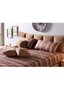 Westfalia Schlafkomfort, Dekokissen 5-teilig, braun, gemustert unifarben, Polyester, 5 Stk.