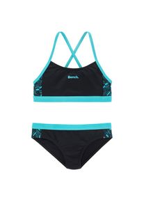 Bench., Unisex, Bustier-Bikini mit geometrische bedruckten Eins&auml;tzen, schwarz, blau, 122/128, N-Gr, Unifarben mit abstraktem Print
