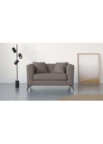 Loveseat »MATTHEW Loungesessel, Masse B/T/H: 130/86/74 cm«, incl. Zierkissen, feine Steppung im Rücken, belastbar bis 200kg , grau , Places of Style