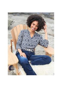 Heine , Damen , Klassische Bluse , blau , ornamentales Muster