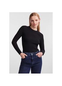 Pieces , Rundhalspullover »PCCRISTA LS O-NECK KNIT NOOS BC« , schwarz , Strickpullover von Pieces