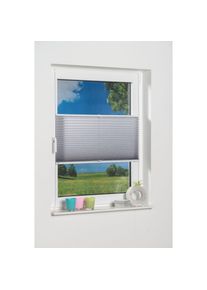 K-home, K-home Plissee &raquo;Klemmfix Pisa&laquo; Lichtschutz ohne Bohren verspannt Crushed-Optik, silbergrau, Obermaterial: 100% Polyester