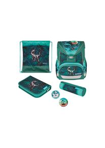 Herlitz, Unisex, Schulranzen &raquo;Schulthek UltraLight Plus Green Rex&laquo;, gr&uuml;n, B/H/T: 28cm x 36cm x 21cm, Ergonomisch geformtes R&uuml;ckenpolster, verstellbare